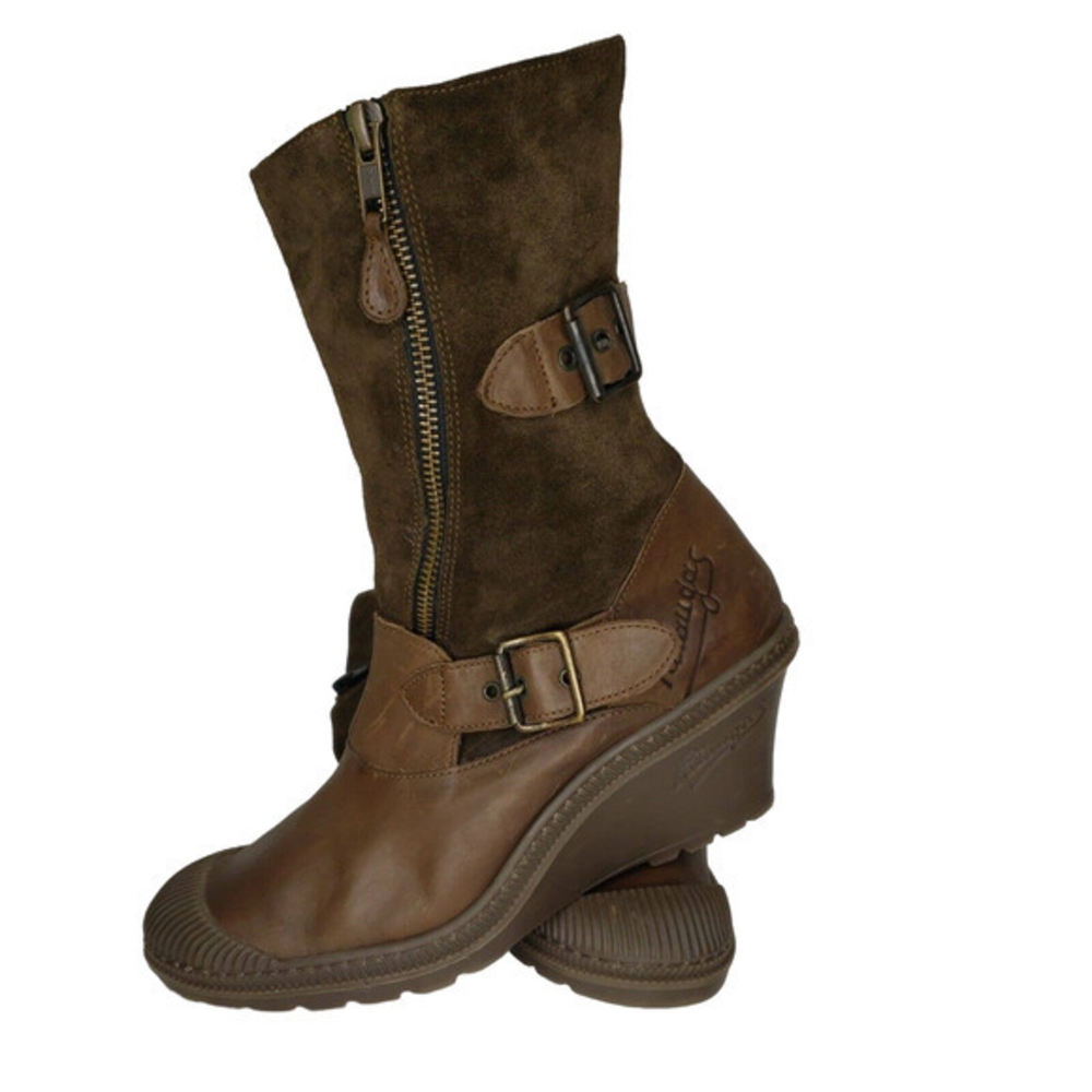 PATAUGAS Brown Leather Wedge Mid-Calf Sneaker‎ Boots EU 40 / US 9.